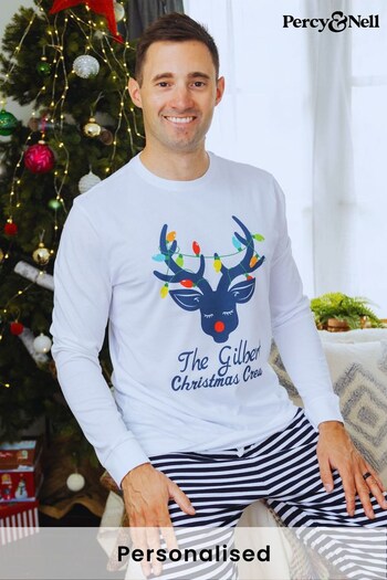 Personalised Reindeer with Baubles Pyjama set for Men by Percy & Nell (K40967) | £36