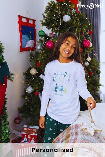 Personalised Happy Holidays Pyjama Set for Kids by Percy & Nell (K40973) | £28