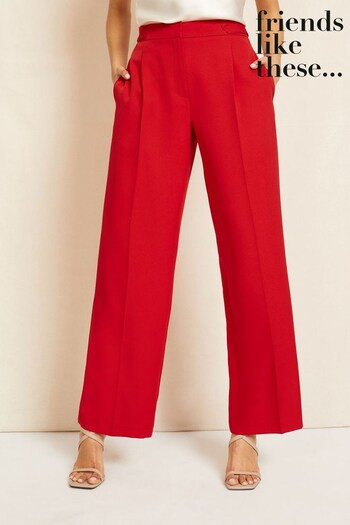 Love & Roses Red High Waisted Wide Leg Trousers (K40974) | £30