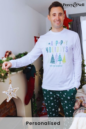 Personalised Happy Holidays Pyjama Set for Men by Percy & Nell (K40976) | £36