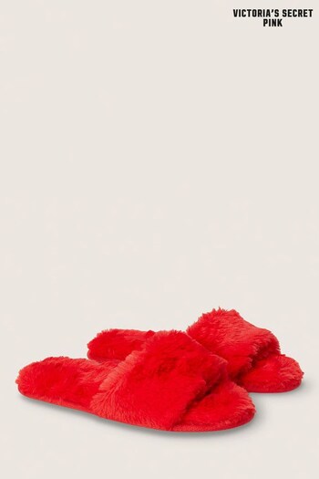 Victoria's Secret PINK Red Pepper Faux Fur Slippers (K40979) | £26