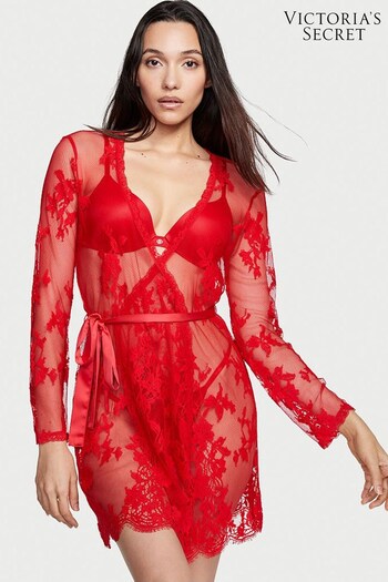Victoria's Secret Lipstick Red Lace Short Dressing Gown (K40996) | £95
