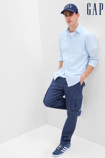 Gap Blue Stretch Long Sleeve Shirt in Slim Fit (K41013) | £35