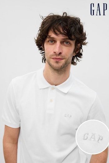 Gap White Logo Pique Short Sleeve Polo Lyle Shirt (K41017) | £20