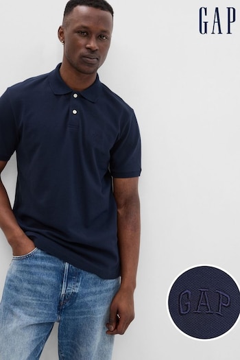 Gap Dark Blue Logo Pique Short Sleeve Polo Zwemshort Shirt (K41020) | £20
