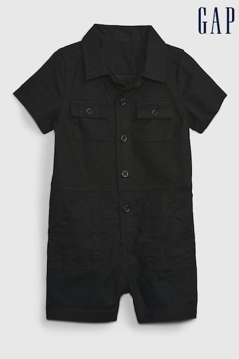 Gap Black Linen Cotton Utility Shorts One Piece - Baby (K41074) | £25