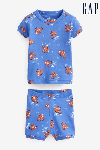 Gap Blue Disney Finding Nemo Short Sleeve Shorts Pyjama Set (K41097) | £20