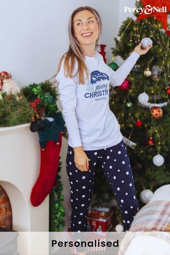 Personalised Christmas Snowglobe Pyjama set for Ladies by Percy & Nell (K41383) | £36