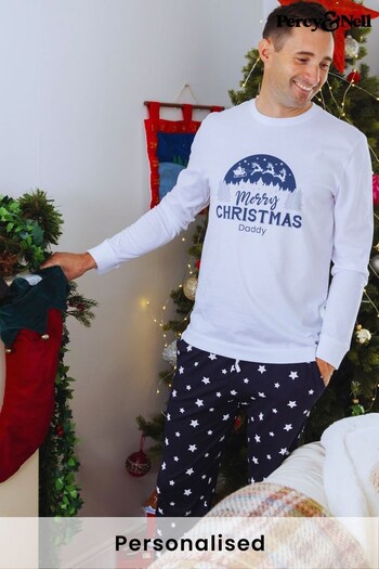 Personalised Christmas Snowglobe Pyjama set for Men by Percy & Nell (K41385) | £36