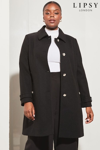 Lipsy Black Princess Military Button Collared Tailored Coat (K41440) | £76