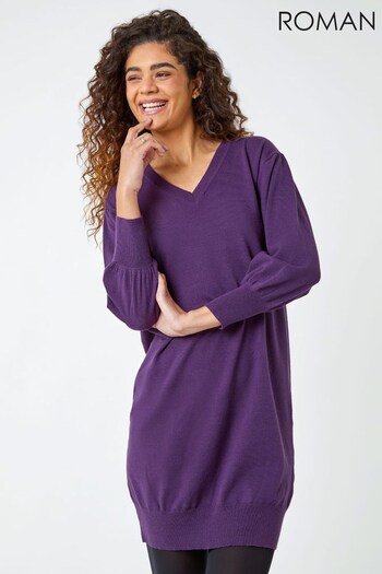 Roman Purple Knitted Jumper Dress (K41707) | £36
