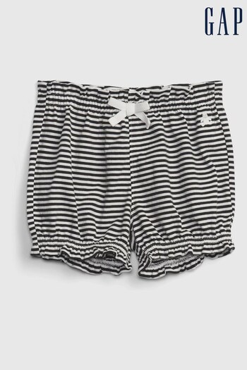 Gap Black Stripe Print Ruffle Hem Organic Cotton Shorts - Baby (K41799) | £8