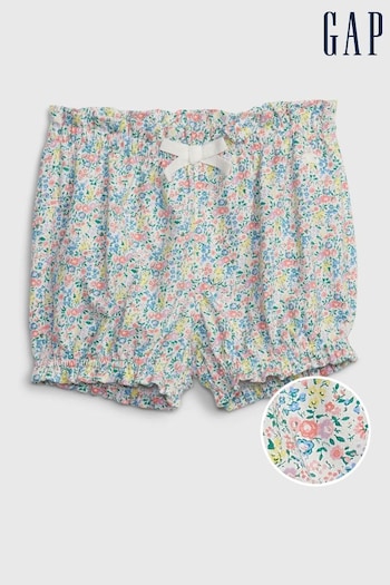 Gap Pink and Blue Ditsy Print Ruffle Hem Organic Cotton Shorts Draga - Baby (K41800) | £5