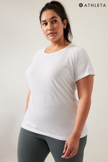 Athleta White Short Sleeve Crew Neck Seamless T-Shirt (K41867) | £50
