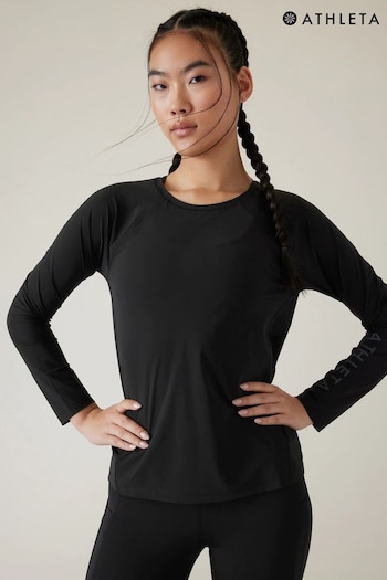 Athleta Black Long Sleeve Crew Neck Train T-Shirt (K41926) | £35