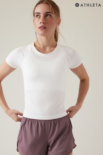 Athleta White Short Sleeve Crew Neck Seamless T-Shirt (K41930) | £50