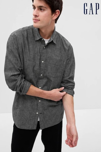 Gap Black Chambray Shirt in Untucked Fit (K41948) | £28