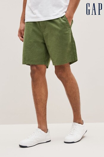 Gap Khaki Green 7" Linen Cotton Shorts Zara (K41956) | £45