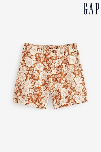 Gap Orange Floral 7" Linen Cotton Shorts (K41969) | £45
