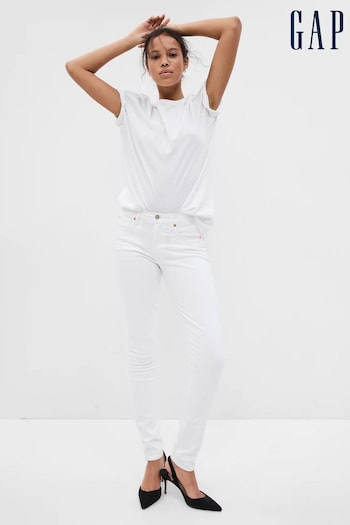 Gap White Stretch Mid Rise True Skinny Jeans abtract-print (K42322) | £55