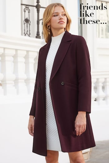 Tops & T-Shirts Berry Red Tailored Double Breasted Coat (K42418) | £72