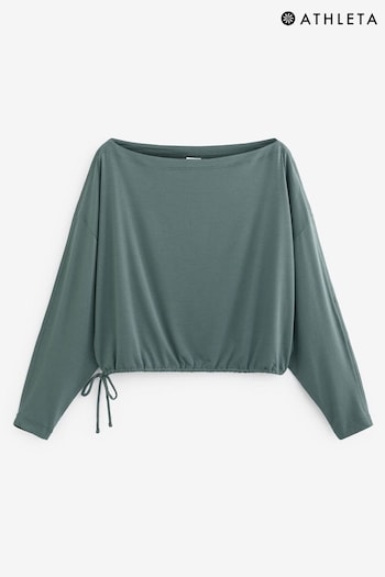 Athleta Green Long Sleeve Asymmetric Cool Down T-Shirt (K42469) | £45