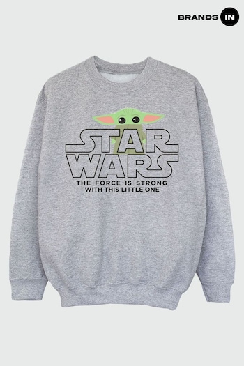 Calvin In GREY Star Wars The Mandalorian Baby Yoda Boys Heather Grey Sweatshirt (K42537) | £25