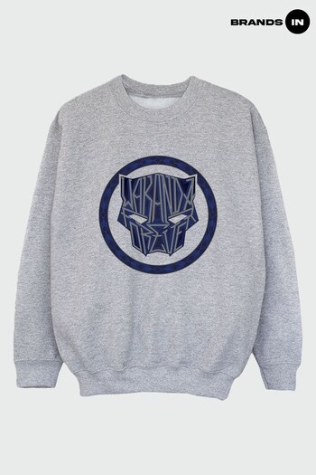 Brands In GREY Marvel Wakanda Forever Tribal Icon Boys Heather Grey Sweatshirt (K42547) | £25