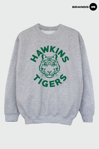 Brands In GREY Netflix Stranger Things Hawkins Tigers Women Heather Grey Sweatshirt (K42559) | £36