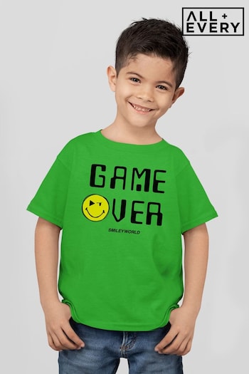All + Every Kelly Green SmileyWorld Game Over Kids T-Shirt (K42719) | £17.50