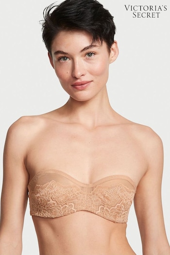 Victoria's Secret Praline Nude Strapless Lace Balcony Minimiser Bra (K42762) | £55
