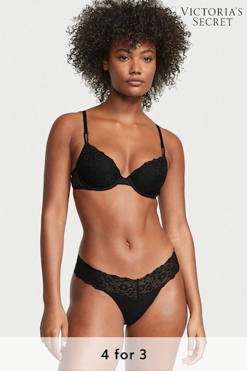 Victoria's Secret Black Posey Lace Waist Thong Knickers (K42766) | £9