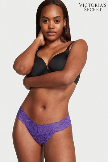 Victoria's Secret Purple Shock Lace Up Thong Lace Knickers (K42776) | £9