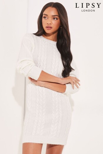 Lipsy Ivory Knitted Jumper Boot Dress (K42923) | £46