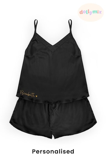 Personalised Satin Cami Short PJ's by Dollymix (K42931) | £32