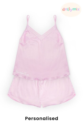 Personalised Satin Cami Short PJ's by Dollymix (K42933) | £32