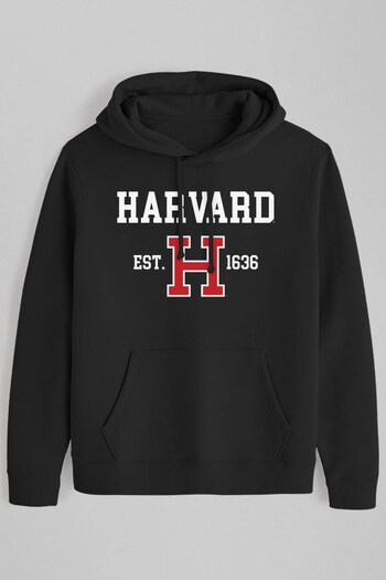 Park Fields Black Park Fields Harvard University Est 1636 Black Hooded Sweatshirt (K42950) | £42