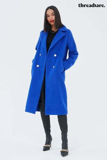 Threadbare Blue Double Breasted Coat (K43012) | £65