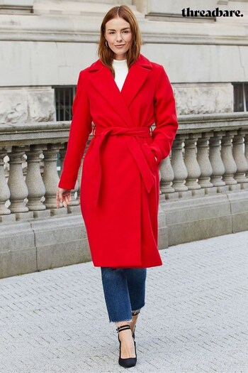 Threadbare Red Ladies Formal Belted Coat (K43015) | £60