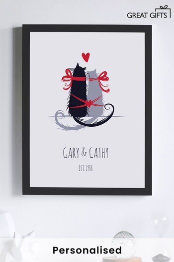 Personalised Framed 'Purr-fect Love' Print by Great Gifts (K43103) | £18