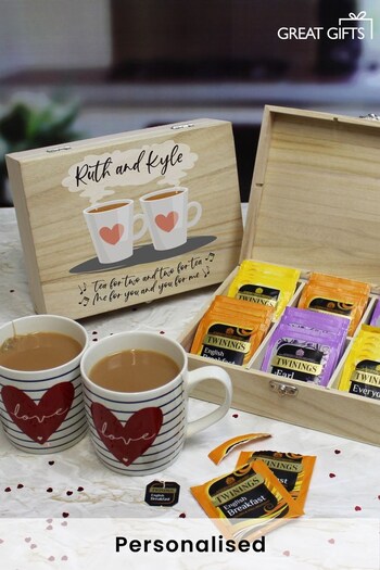 Personalised Tea for Two - English Teas 6 Compartment Storage Box by GREAT GIFTS (K43109) | £27