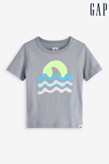 Gap Grey Shark Graphic Short Sleeve Crew Neck T-Shirt (K43245) | £8