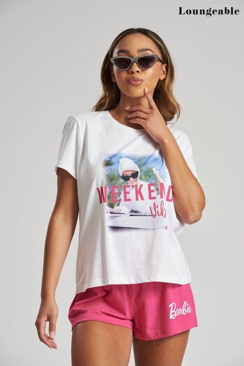 Loungeable Pink Barbie 'Weekend Vibes' Short Pyjama Set (K43375) | £30