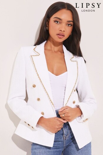 Lipsy Ivory Pearl Boucle Military Blazer (K43379) | £70