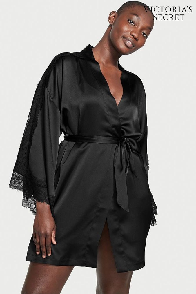 Black deals lace robe