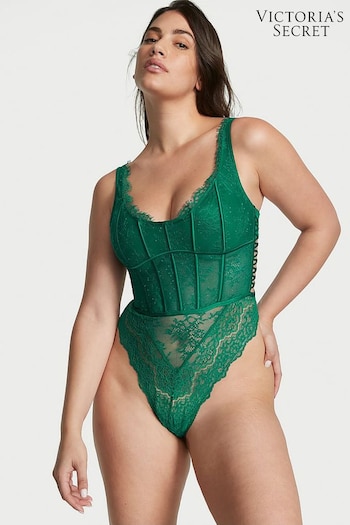 Victoria's Secret Spruce Green Lace Bodysuit (K43428) | £75