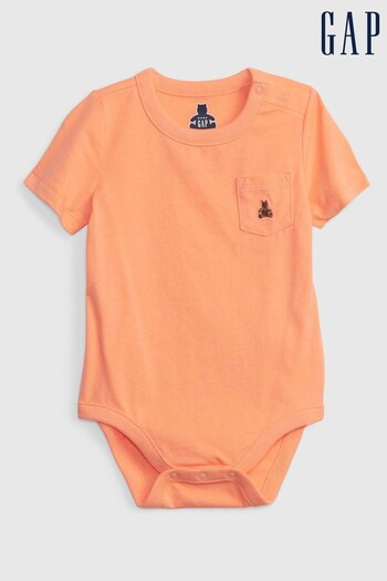 Gap Orange Pocket Short Sleeve Baby Bodysuit (K43452) | £8