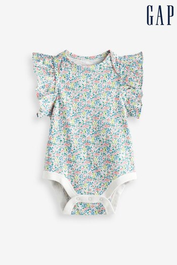 Gap Blue Pattern Print Flutter Sleeve Baby Bodysuit (K43610) | £8