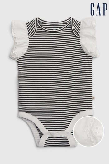 Gap Black & White Flutter Short Sleeve Baby Bodysuit (K43612) | £8