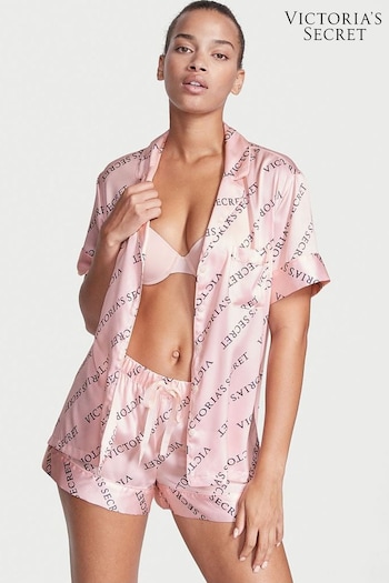 Victoria's Secret Purest Pink Logo Satin Short Pyjamas (K43640) | £65